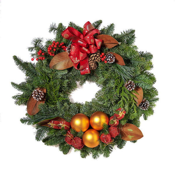 Festive Holiday Wreath Floral gift baskets Connecticut delivery
