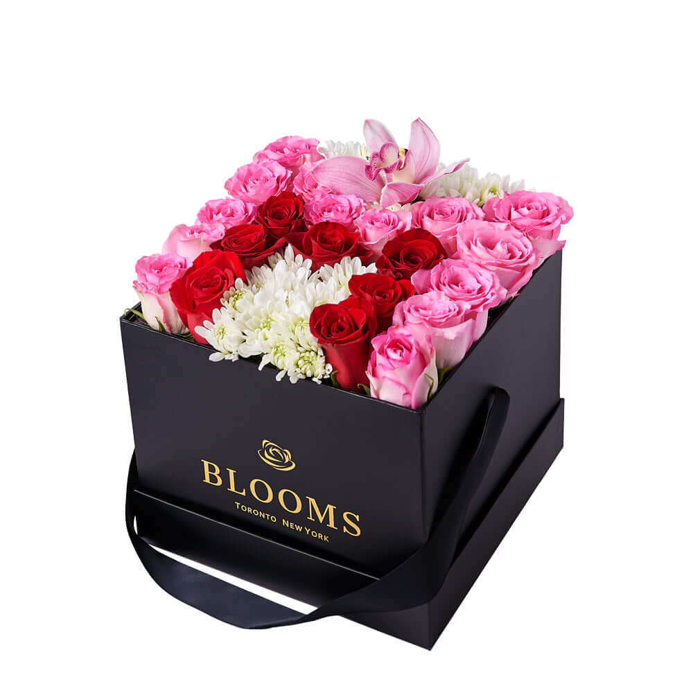 Mother's Day Red Pink White Floral Arrangement – how the gift is presented