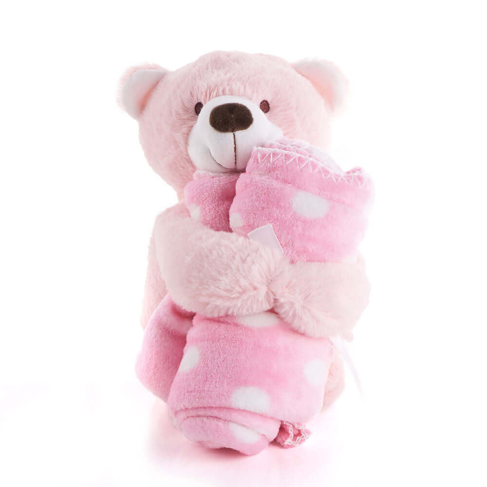 Baby Plush Bear with Pink Blanket – how the gift is presented
