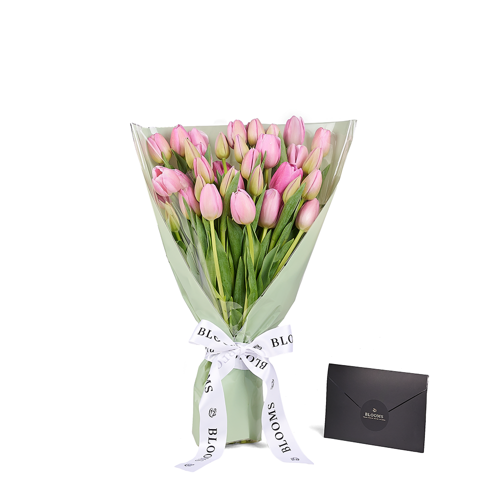 Pink Paradise Tulip Bouquet, tulip gift, tulips, seasonal flower gift, seasonal flowers, flower gift, flowers, Connecticut delivery