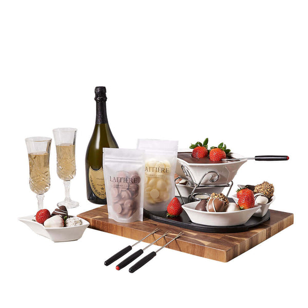 Romantic Champagne & Chocolate Fondue Gift Champagne gift baskets