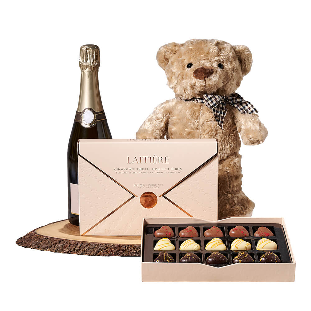 Sparkling Wine and Keepsake Board Gift – how the gift is presented