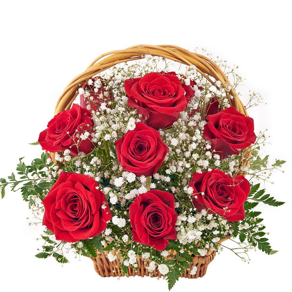 Red Rose Basket Arrangement – how the gift is presented