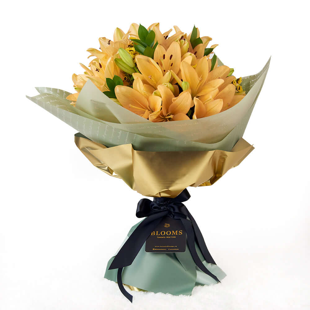 Amber Celebration Lily Bouquet from Connecticut Blooms - Flower Gift - Connecticut Delivery.