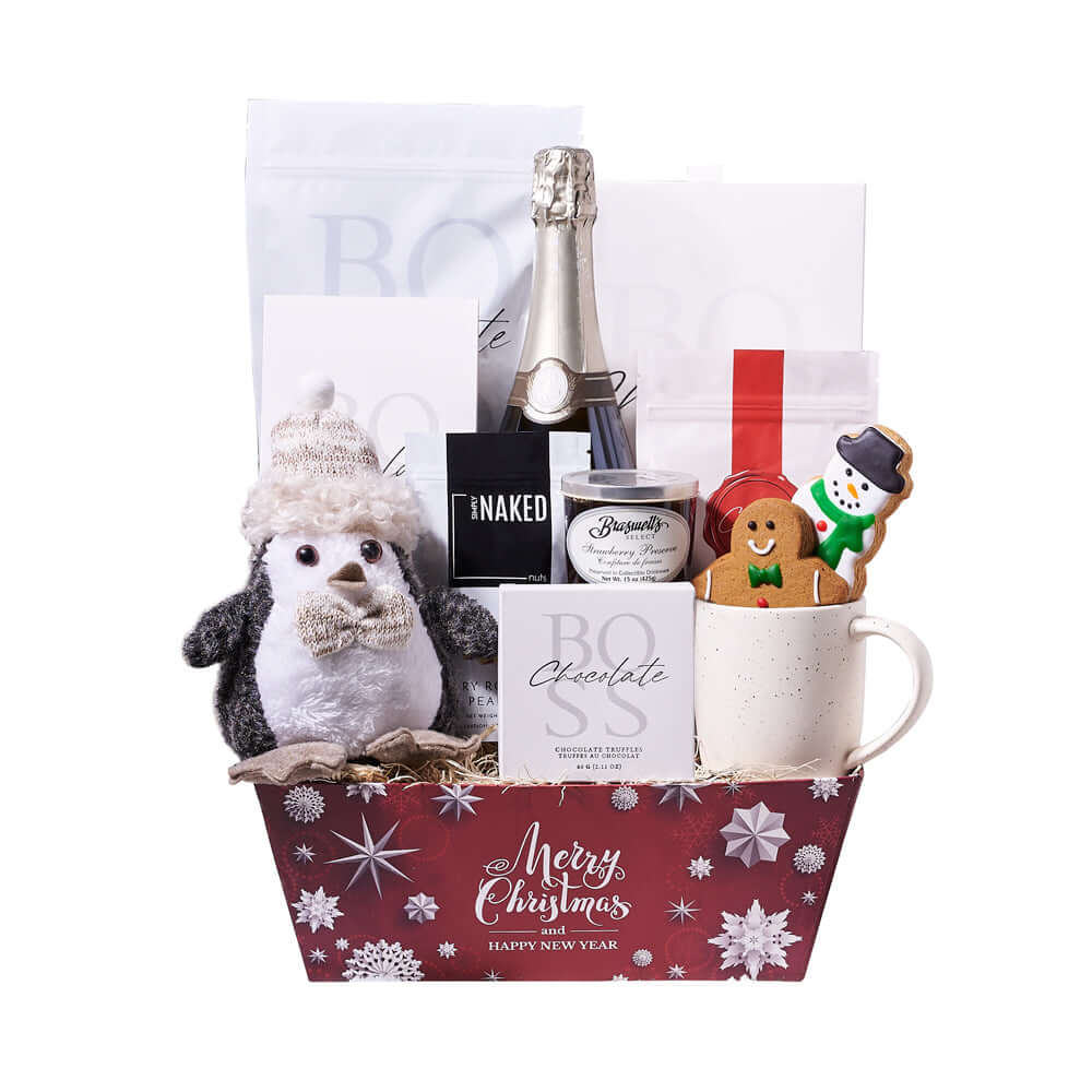 Christmas Champagne &amp; Hot Cocoa Gift, gourmet gift, gourmet, sparkling wine gift, sparkling wine, champagne gift, champagne, holiday gift, holiday, christmas gift, christmas