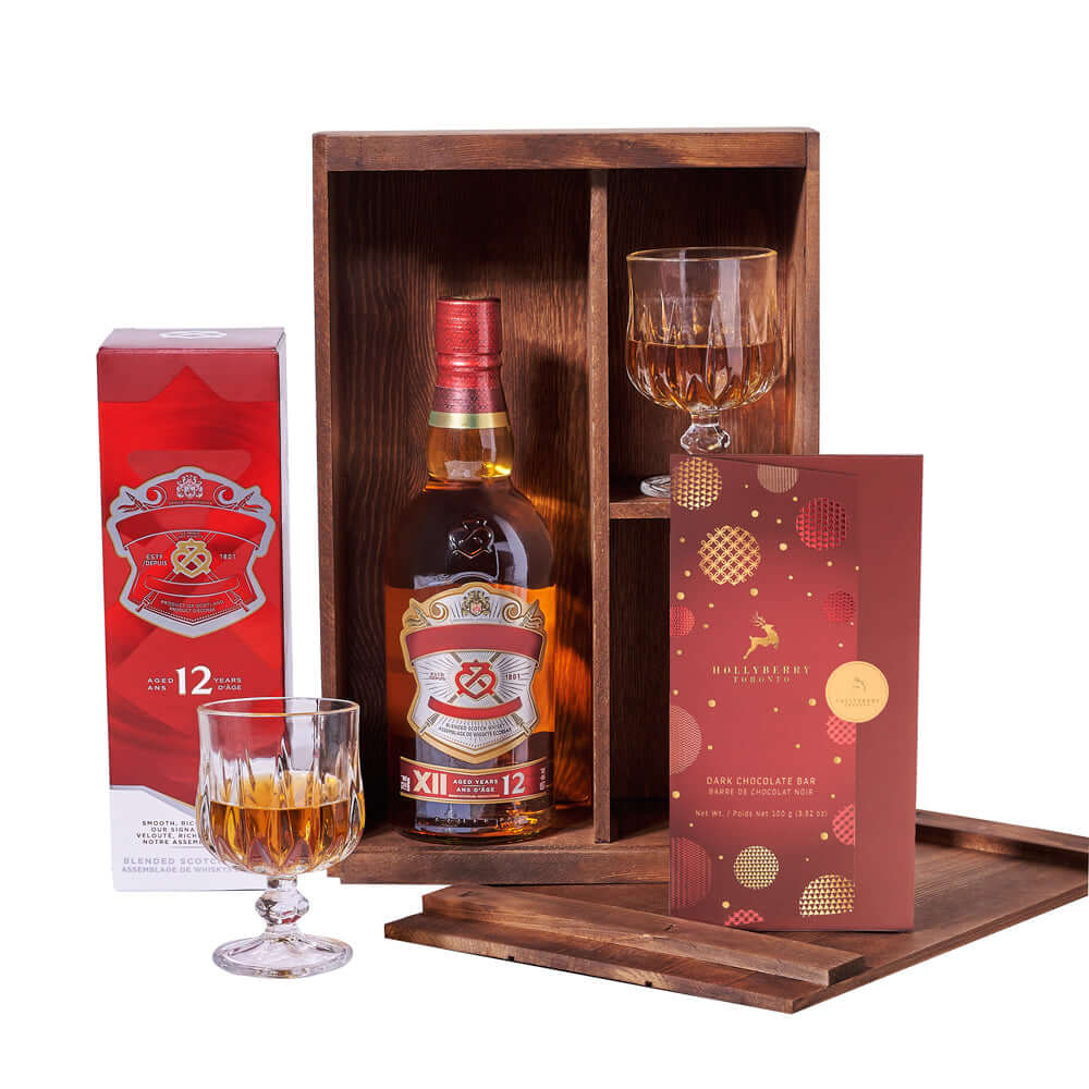 Christmas Spirits &amp; Chocolate Crate, liquor gift basket, liquor gift, liquor, holiday gift basket, holiday gift, holiday, christmas gift basket, christmas gift, christmas