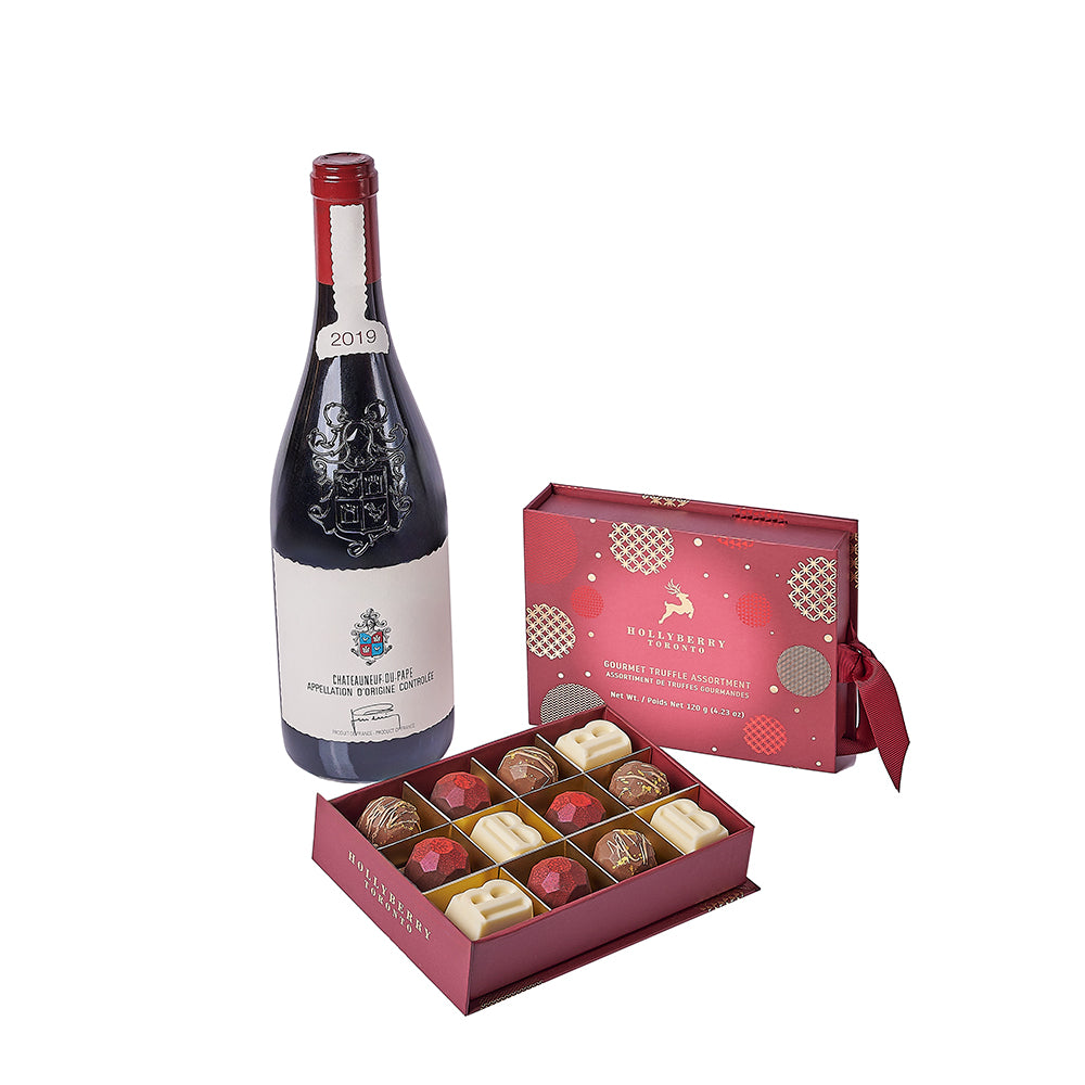 Christmas Wine & Chocolate Gift Set, wine gift, wine, chocolate gift, chocolate, christmas gift, christmas, Connecticut delivery