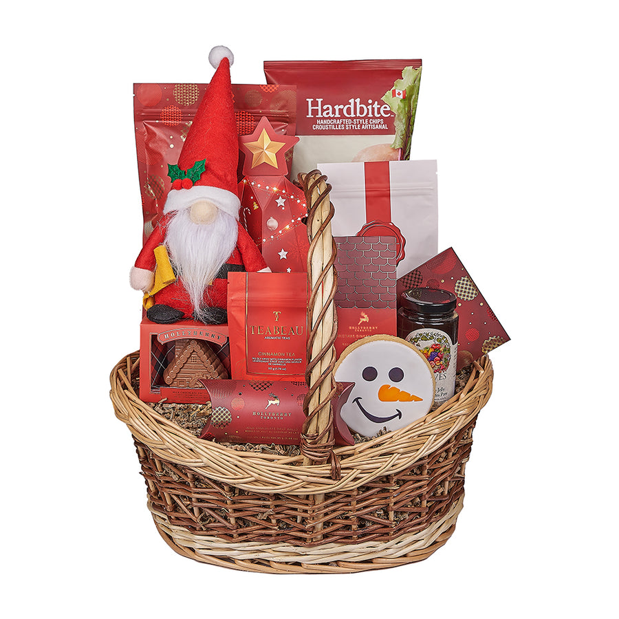 Christmastime Classy Snacking Basket, christmas gift, christmas, snacking gift, snacking, gourmet gift, gourmet, tea gift, tea, Connecticut delivery