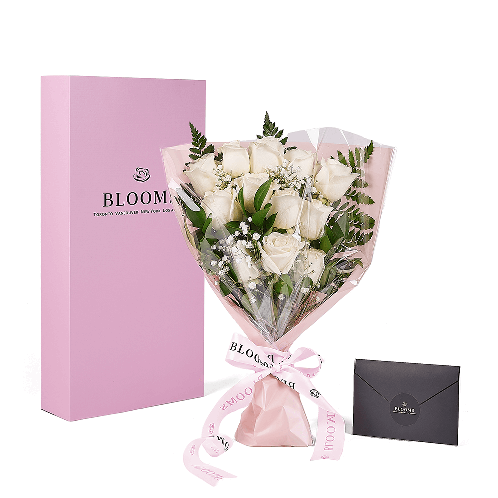 Enduring White Rose Bouquet &amp; Box, floral gifts, rose gifts, gifts, roses, Connecticut delivery