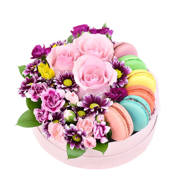French Soirée Floral Gourmet Box Set - Flower Gift Basket - Connecticut Delivery