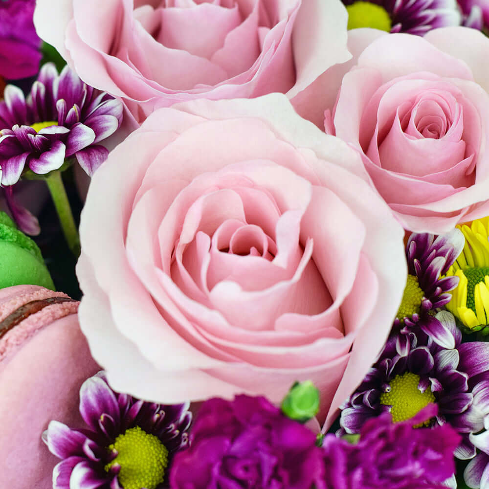 French Soirée Floral Gourmet Box Set - Flower Gift Basket - Connecticut Delivery