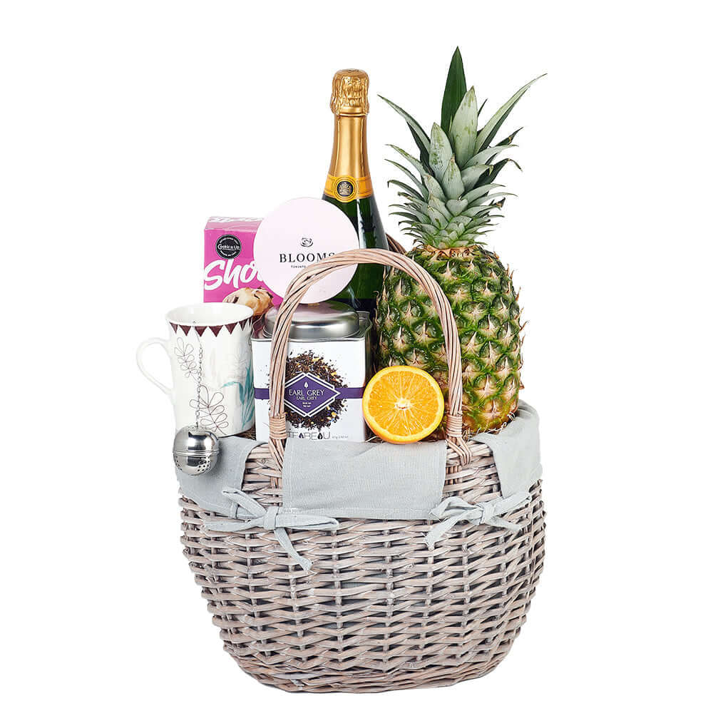 Garden Champagne Shop Basket from Connecticut Blooms.
