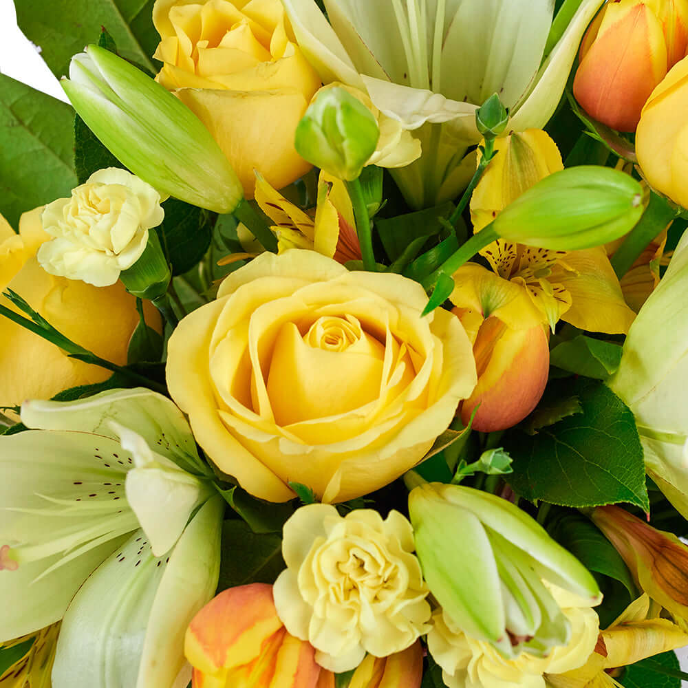 Custom Thank You Gift Baskets - Gold &amp; Cream Mixed Arrangement