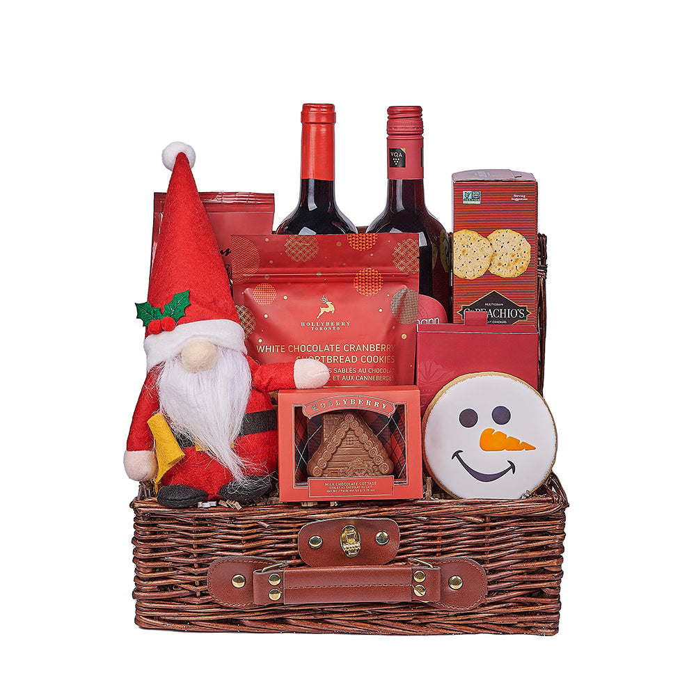 Gourmet Christmas Wine Duo Gift Basket, wine gift, wine, christmas gift, christmas, chocolate gift, chocolate, Connecticut delivery