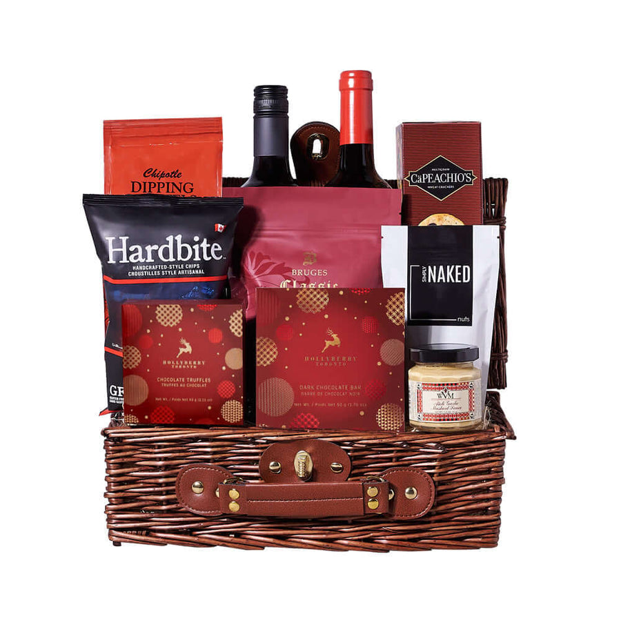 Gourmet Christmas Wine Duo Gift Basket, wine gift, wine, christmas gift, christmas, gourmet gift, gourmet, holiday gift, holiday