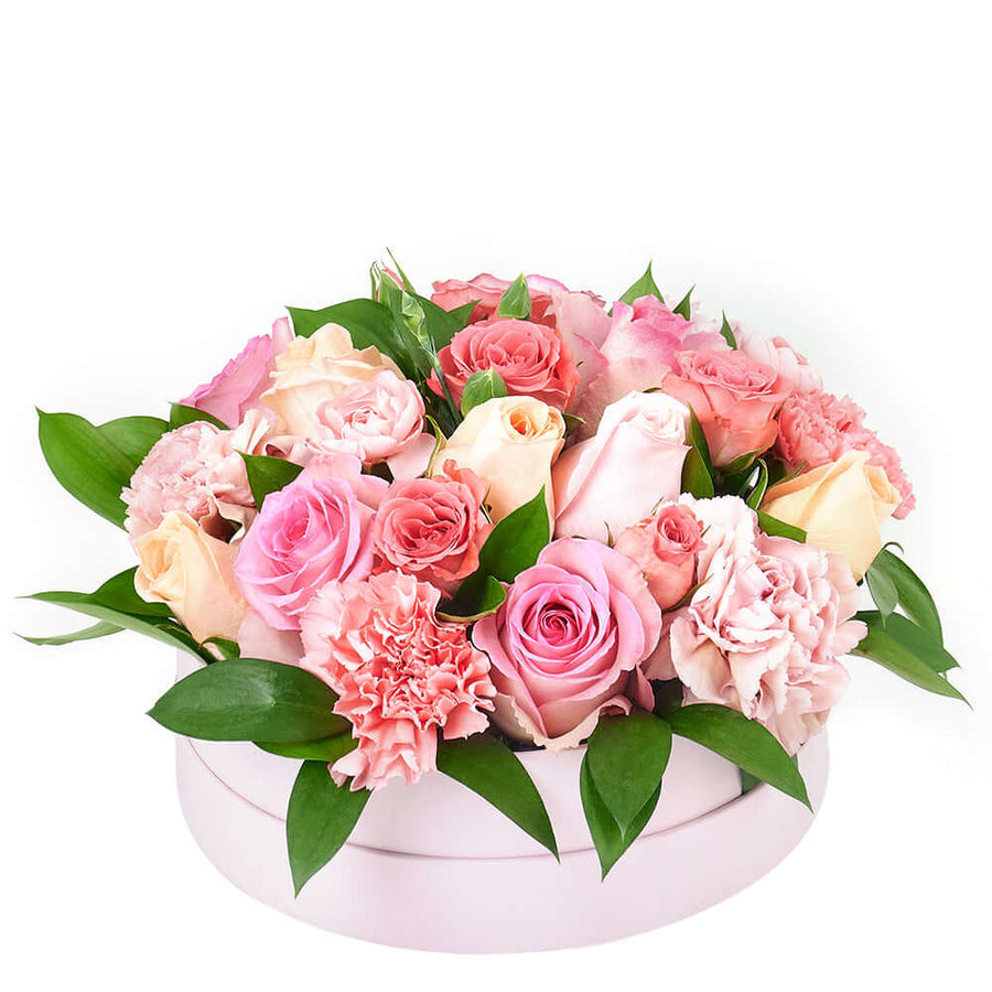 Graceful Pink Mixed Hat Box - Pink Floral Mix Gift Box - Connecticut Delivery