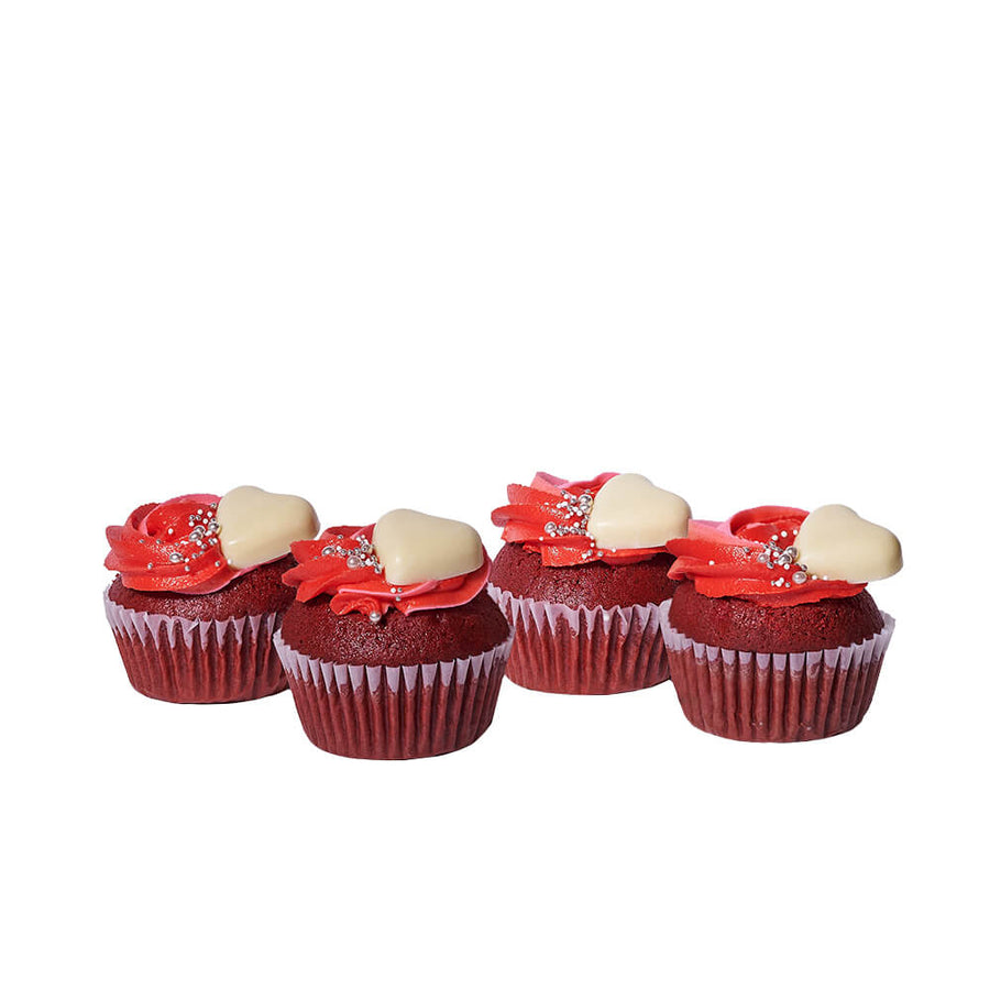 Heart Red Velvet Cupcakes, cupcake gift, cupcake, cake gift, cake, gourmet gift, gourmet, valentines gift, valentines
