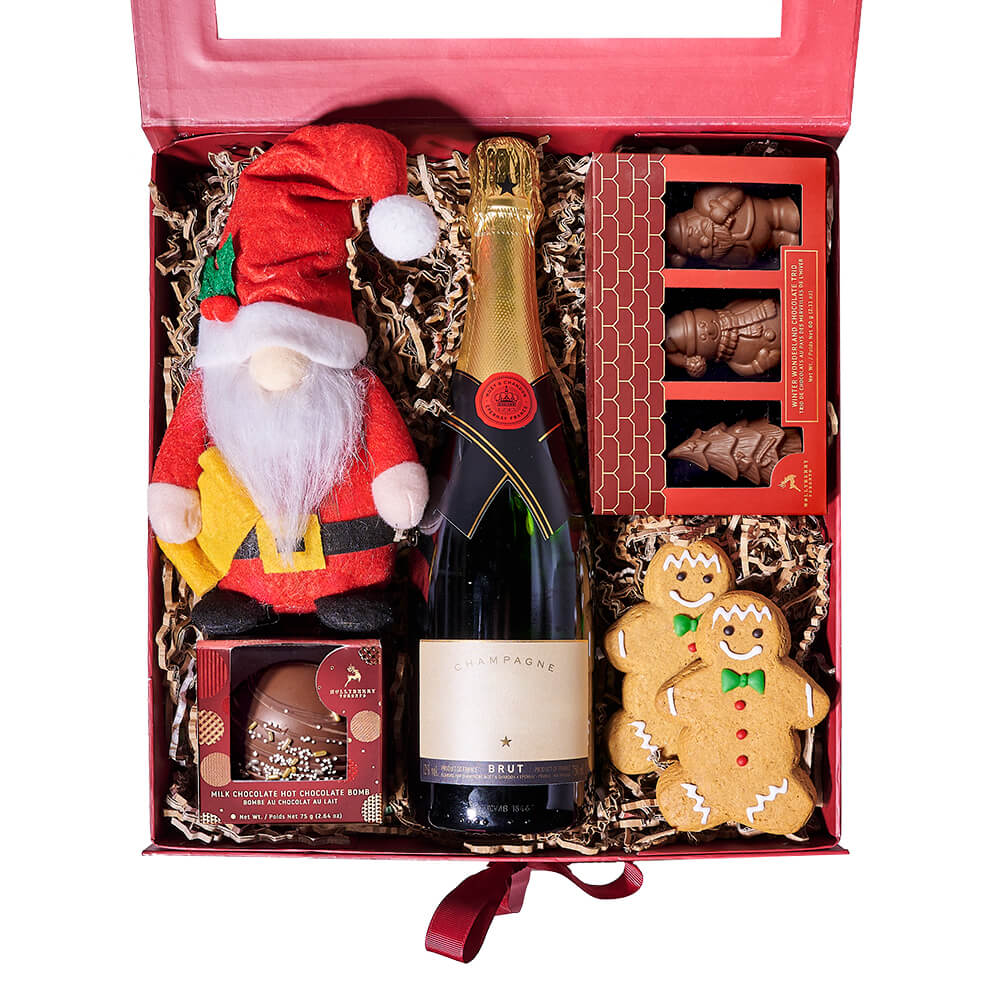 Holiday Champagne &amp; Mr. Claus Gift Box, champagne gift, champagne, sparkling wine gift, sparkling wine, gourmet gift, gourmet, chocolate gift, chocolate, christmas gift, christmas, holiday gift, holiday