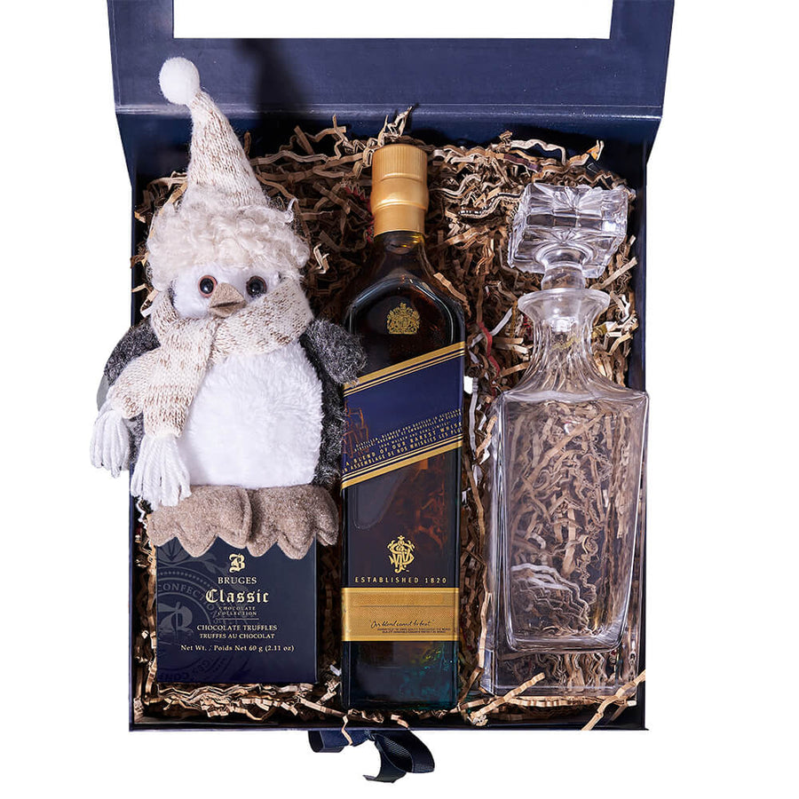 Holiday Penguin & Decanter Gift, christmas gift, Christmas, holiday gift, holiday, gourmet gift, gourmet, liquor gift, liquor