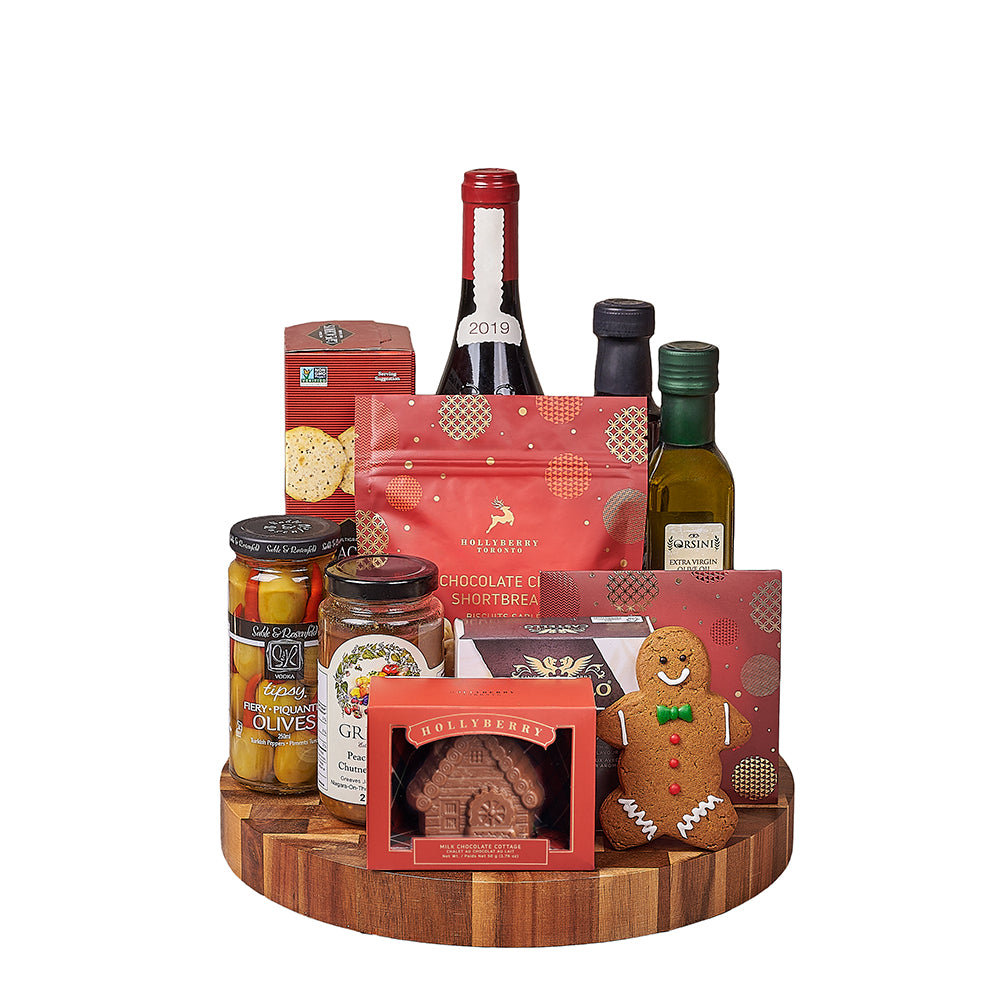 Holiday Wine &amp; Appetizer Gift Set, wine gift, wine, chocolate gift, chocolate, christmas gift, christmas, Connecticut delivery
