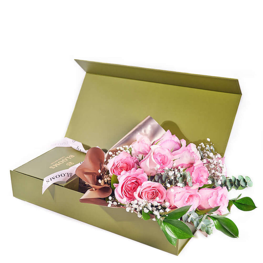 Mother’s Day 12 Stem Pink Rose Bouquet with Box – Mother’s Day Gifts – Connecticut delivery