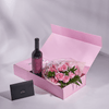 Mother’s Day 12 Stem Pink Rose Bouquet with Box & Wine, rose gift, rose, mothers day gift, mothers day, wine gift, wine, Connecticut delivery