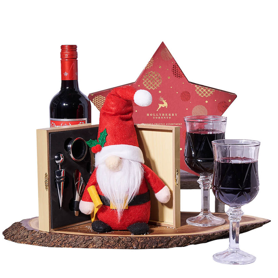 Mr. Claus Holiday Wine Gift, wine gift, wine, christmas, gift, christmas, holiday gift, holiday, gourmet gift, gourmet, chocolate gift, chocolate
