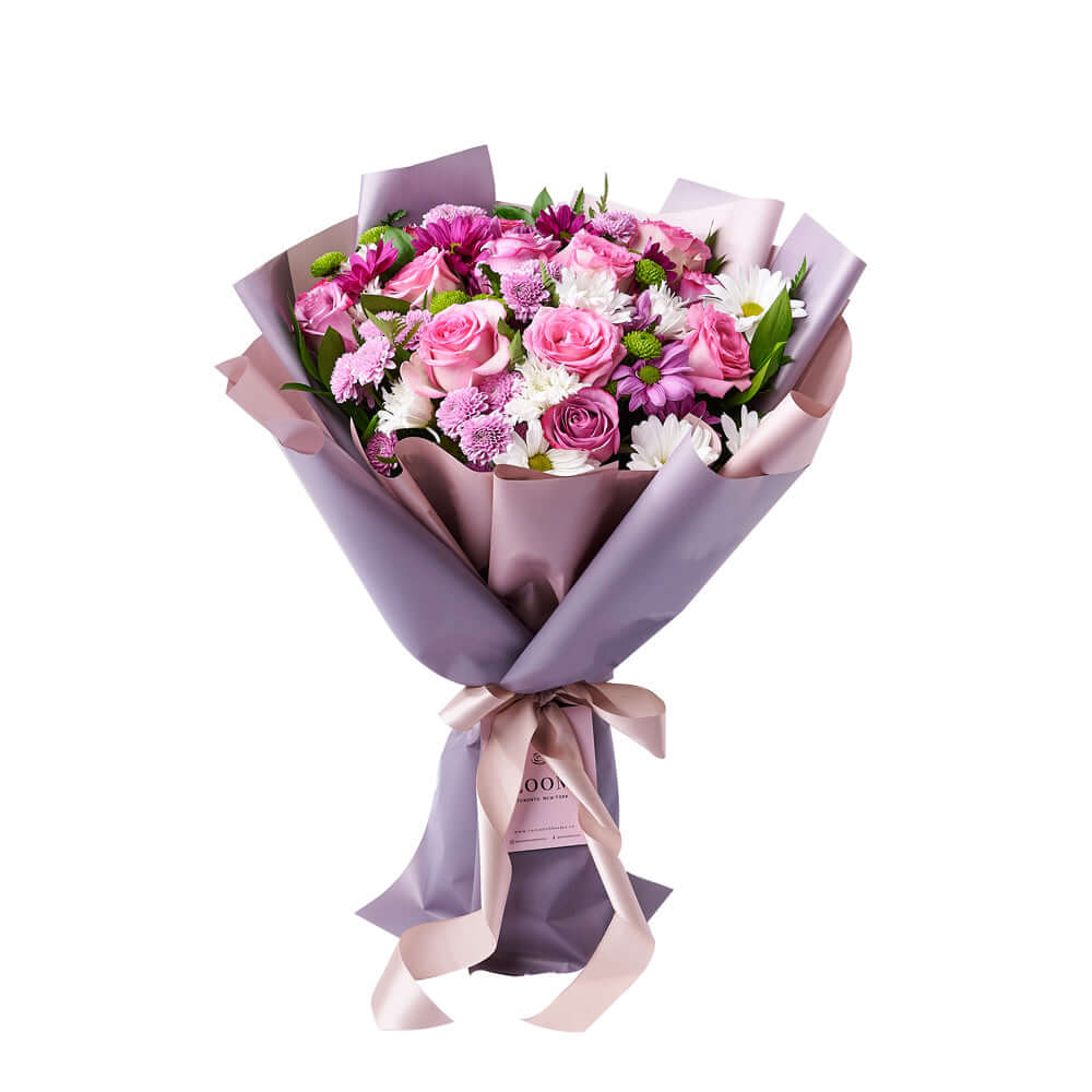 Pink & Purple Mixed Daisy Bouquet, rose gift, daisy gift, mixed bouquet. Connecticut Delivery