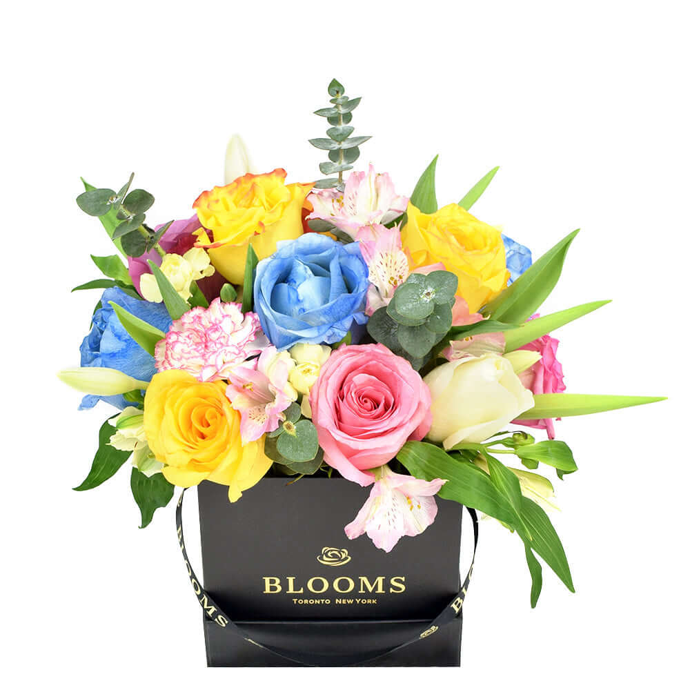 Rainbow Blossoms Mixed Arrangement, floral gift baskets, gift baskets, flower bouquets, floral arrangement. Connecticut Delivery