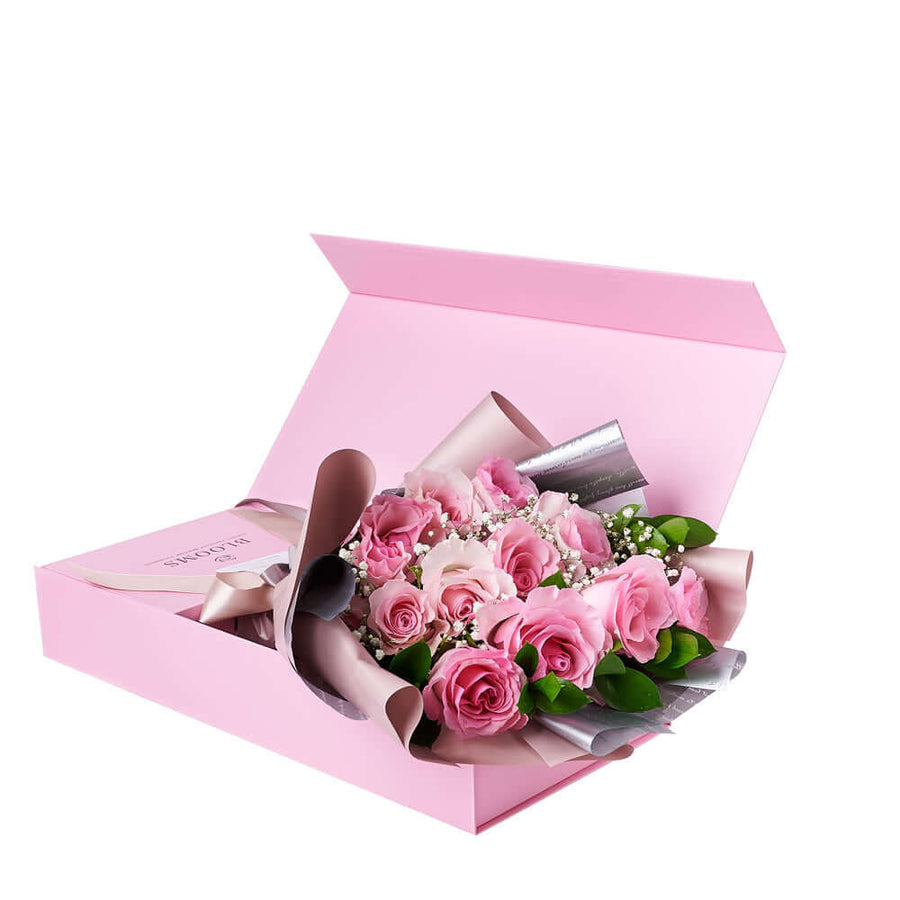 Simply Perfect Pink Rose Bouquet & Box, rose gift, floral gifts, gifts, flowers, mother’s day. Connecticut Delivery