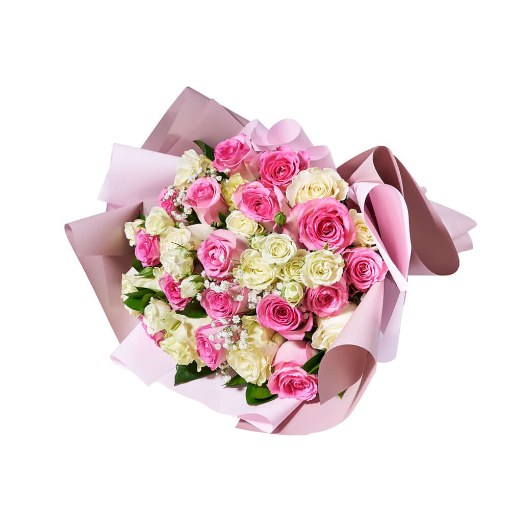 Sublime Pink &amp; White Rose Bouquet, floral gift, rose gift, flower gift, rose bouquet. Connecticut Delivery