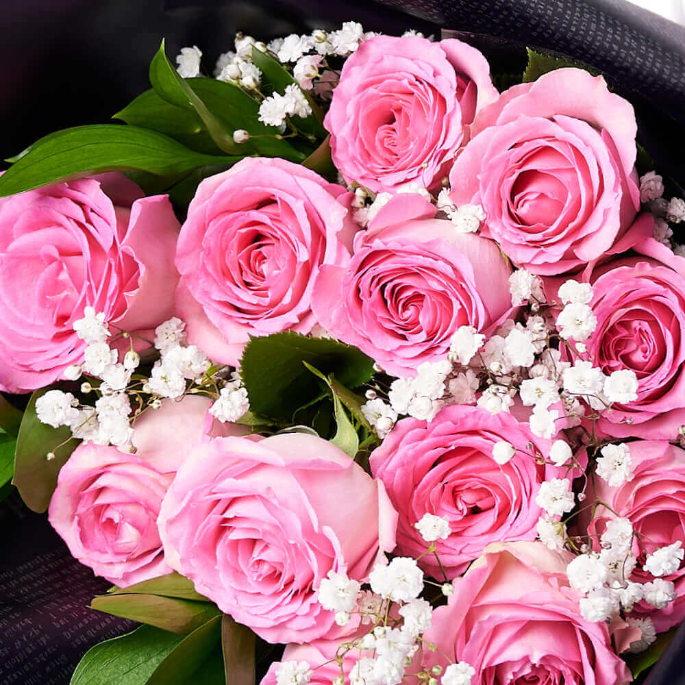 Valentine's Day 12 Stem Pink Rose Bouquet, Connecticut Flower Delivery, Valentine's Day gifts, rose gifts