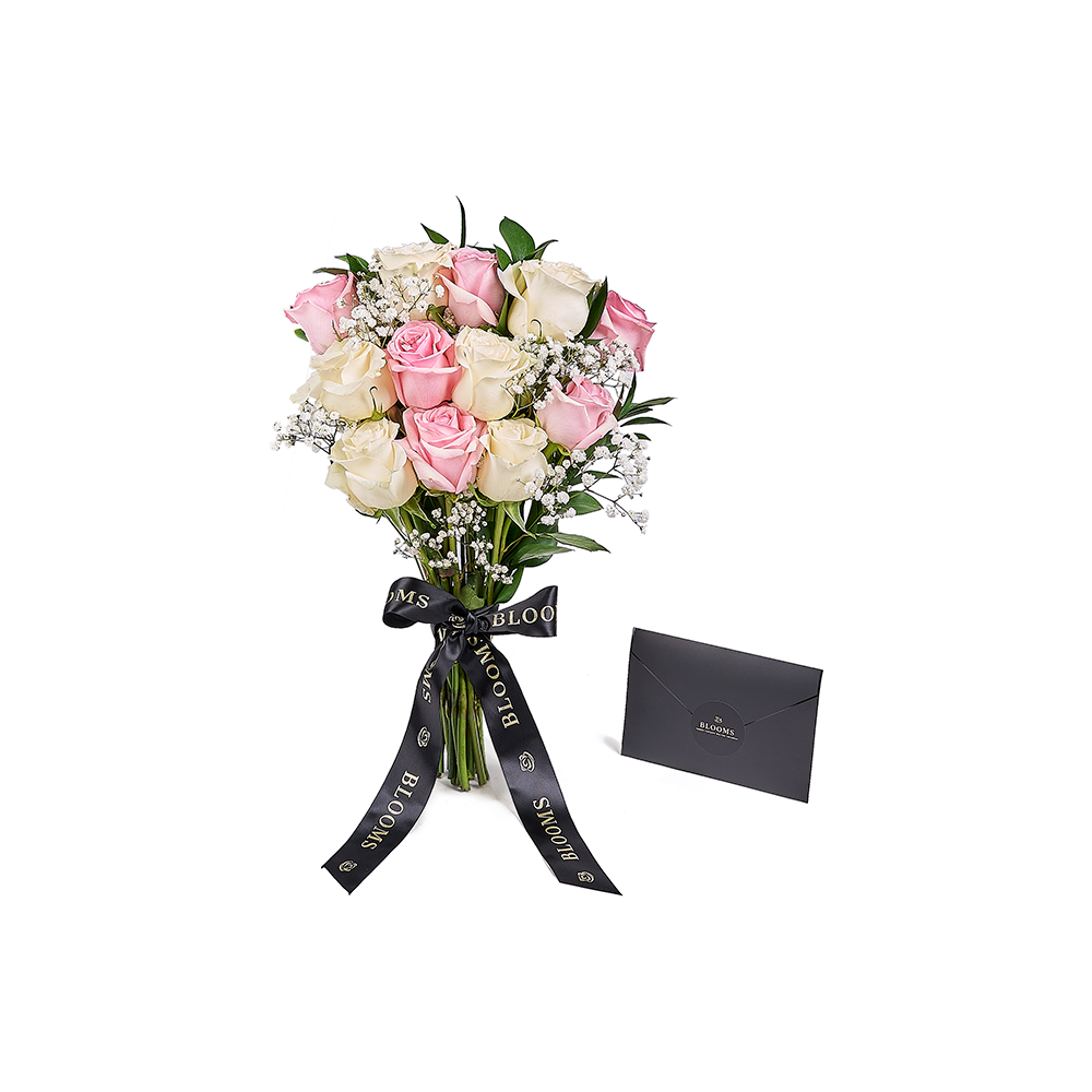 Valentine's Day 12 Stem Pink & White Rose Bouquet, valentines day gift, valentines day, rose gift, rose, Connecticut delivery