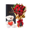 Valentine's Day 12 Stem Red Rose Bouquet With Box & Bear, plush, roses, Valentine's day gifts, Connecticut Flower Delivery