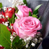 Valentine’s Day 12 Stem Red & Pink Rose Bouquet With Box & Champagne, Connecticut Flower Delivery, Valentine's Day gifts, roses