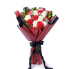 Valentine's Day 12 Stem Red & White Rose Bouquet, Connecticut Flower Delivery, Valentine's Day gifts, roses, plush gifts.