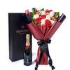 Valentine's Day 12 Stem Red & White Rose Bouquet With Box & Champagne, Valentine's Day gifts, roses, champagne gifts, Connecticut Delivery