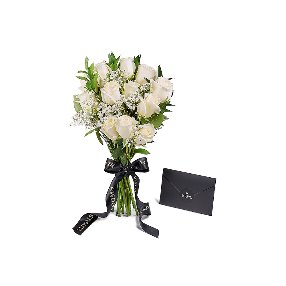Dozen White Roses Valentine's Bouquet – how the gift is presented