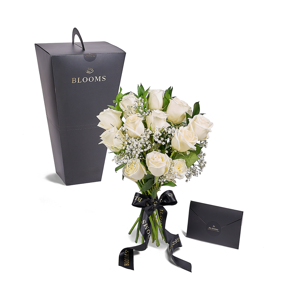 Valentine's Day 12 Stem White Rose Bouquet, Connecticut Same Day Flower Delivery, Valentine's Day gifts, roses