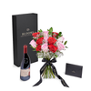 Valentines Day 12 Stem Red & Pink Rose Bouquet With Box & Wine, Connecticut Flower Delivery, Valentine's Day gifts