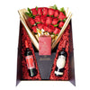 Valentine's Day 18 Stem Red Roses With Chocolate & Wine, Connecticut Flower Delivery