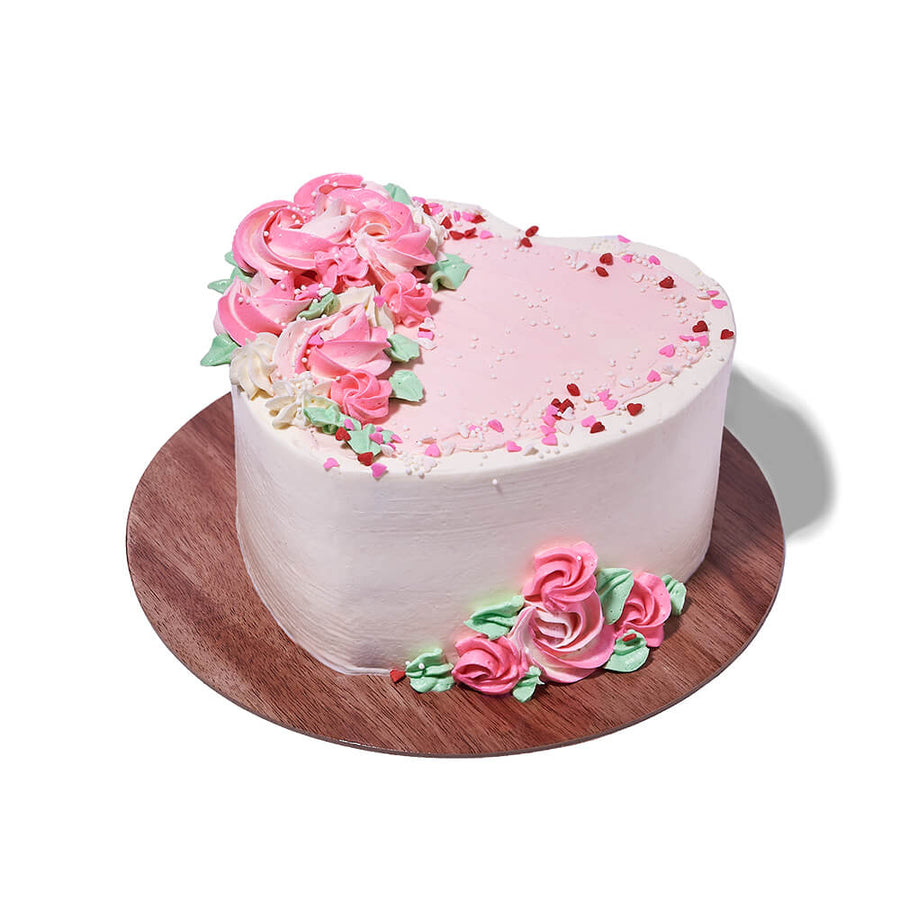 Vanilla Raspberry Heart Cake