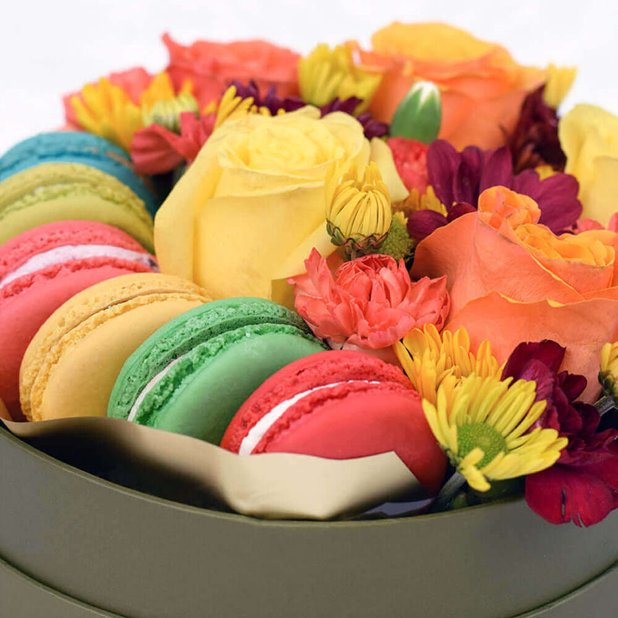 Vintage Rainbow Floral Gourmet Box Set - Flower Gift Basket - Connecticut Delivery