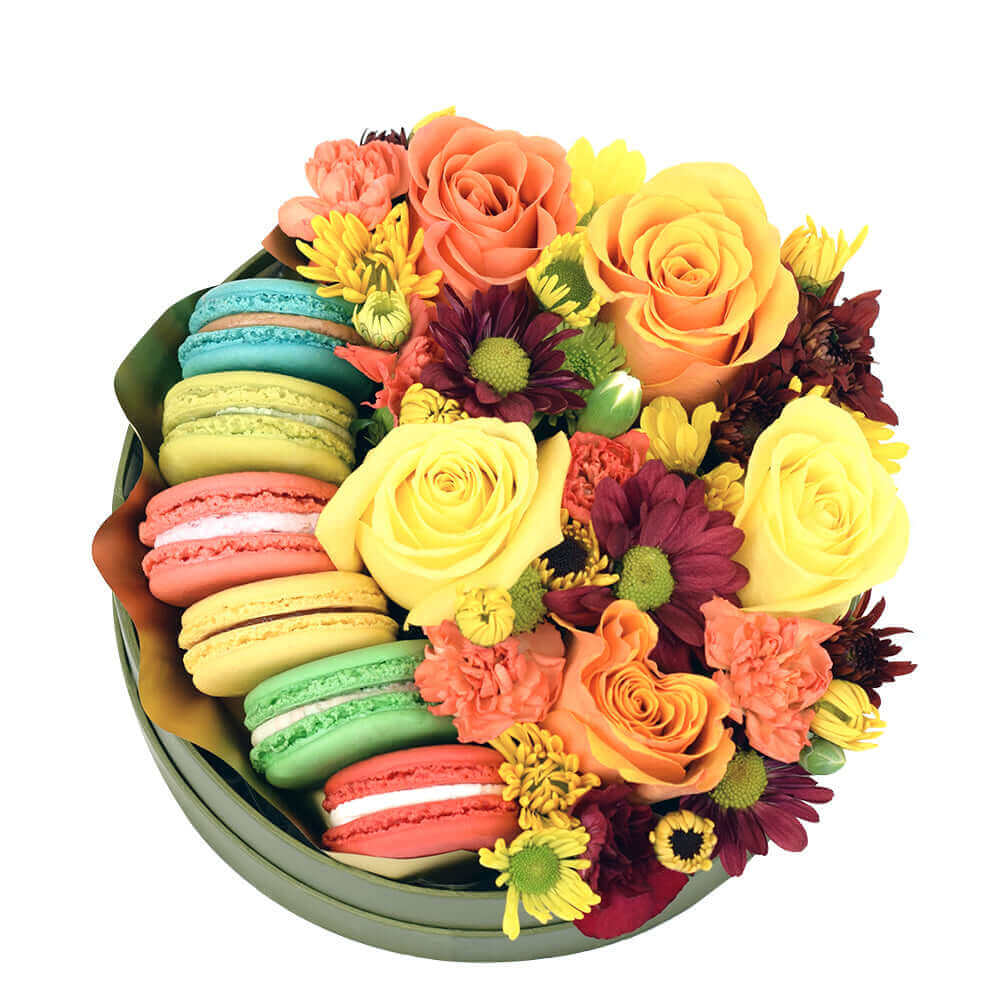 Vintage Rainbow Floral Gourmet Box Set - Flower Gift Basket - Connecticut Delivery