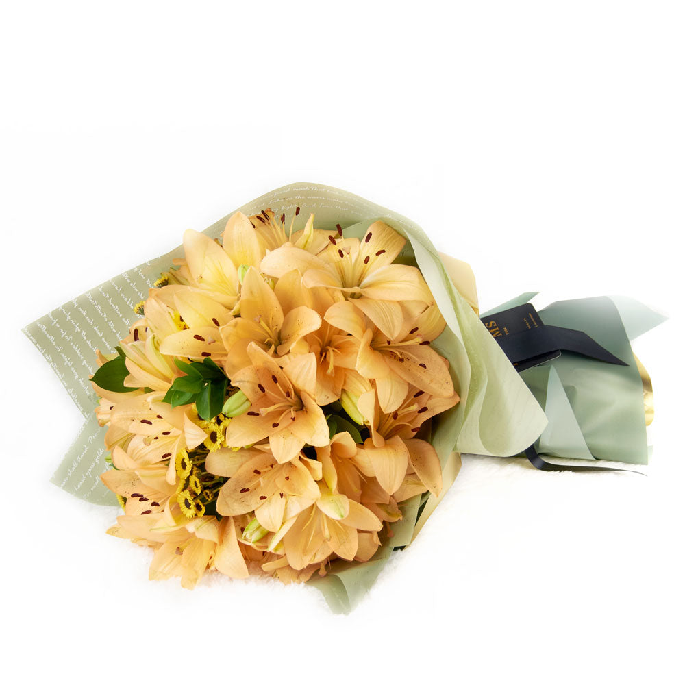 Amber Celebration Lily Bouquet from Connecticut Blooms - Flower Gift - Connecticut Delivery.