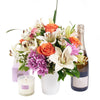 Beautifully Fragrant Flowers & Champagne Gift - Flower Gift Basket - Connecticut Delivery