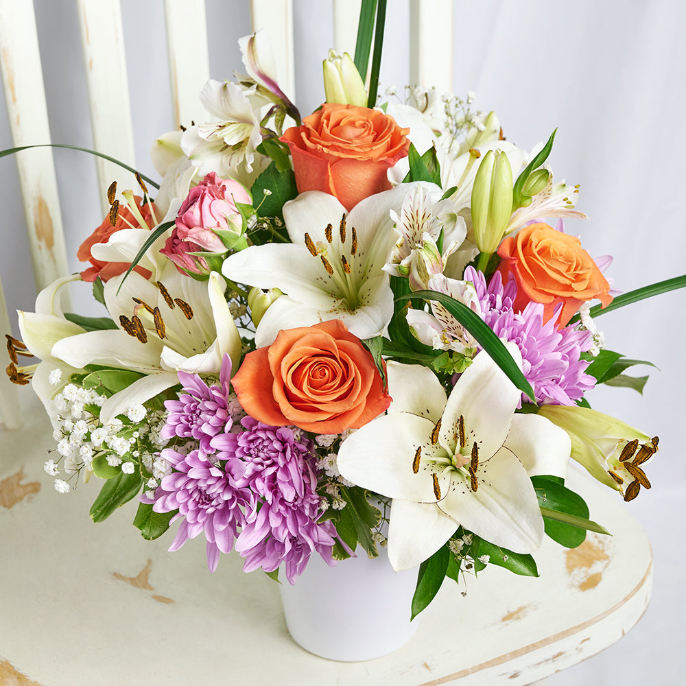 Beautifully Fragrant Flowers & Champagne Gift - Flower Gift Basket - Connecticut Delivery