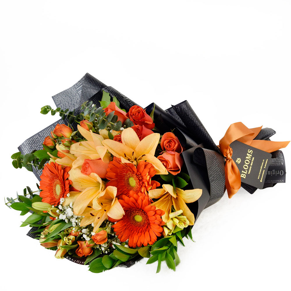 Beyond Brilliant Mixed Floral Arrangement Wine Gift - Flower & Wine Gift Basket - Connecticut Delivery