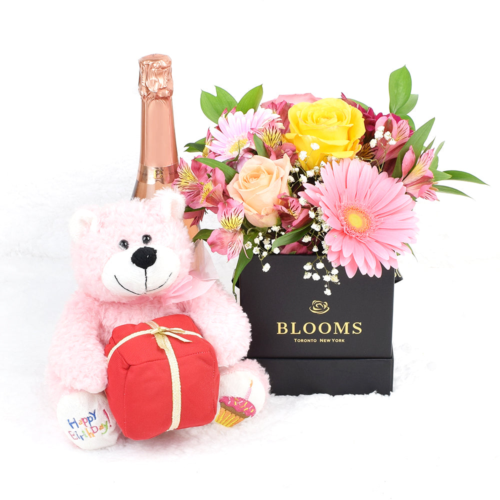 Birthday Bash Lilies Champagne & Flower Gift