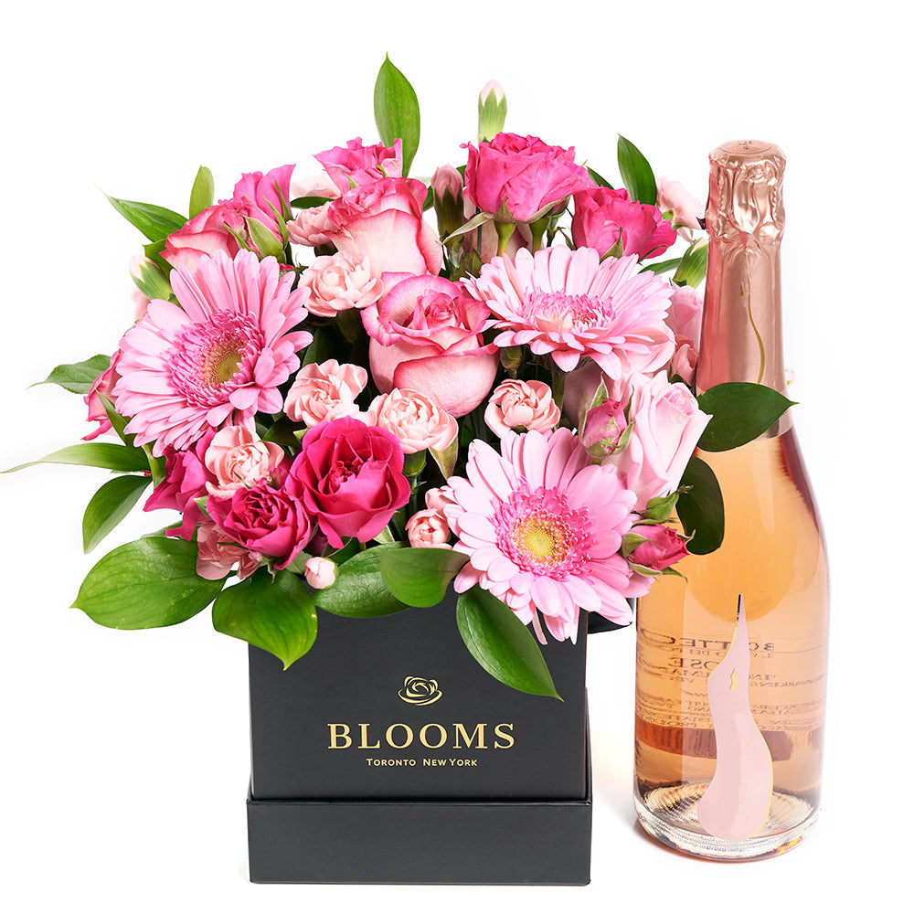 Boundless Cheer Flowers &amp; Champagne Gift - Champagne Gifts - Connecticut Delivery